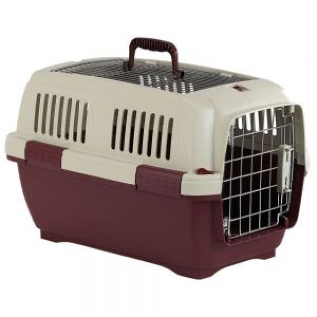 Transportbox Aran 1-3 Bordeaux/beige Von vorne und oben zu öffnen. - Hunde Zubehoer - Fröndenberg