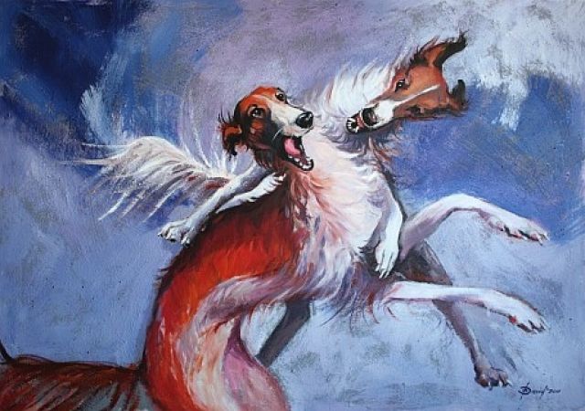 Der Windhund - ein perfektes Model für ein handgemaltes Gemälde - Rassehunde Windhund - Landau